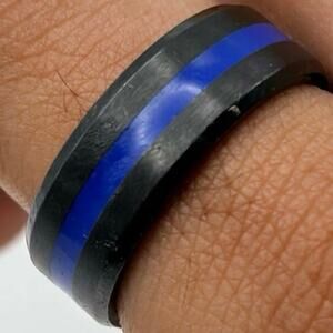 Black & Blue Stripe Men’s Ring